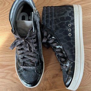 P448 Leopard and Black Patent Leather High-Tops
